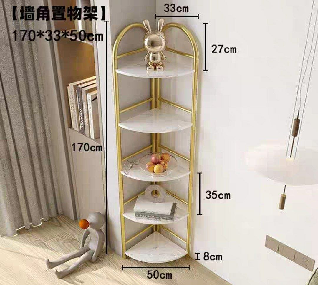 Роскошная угловая полка этажерка для интерьера Каркас золотистый железный 5 этаж