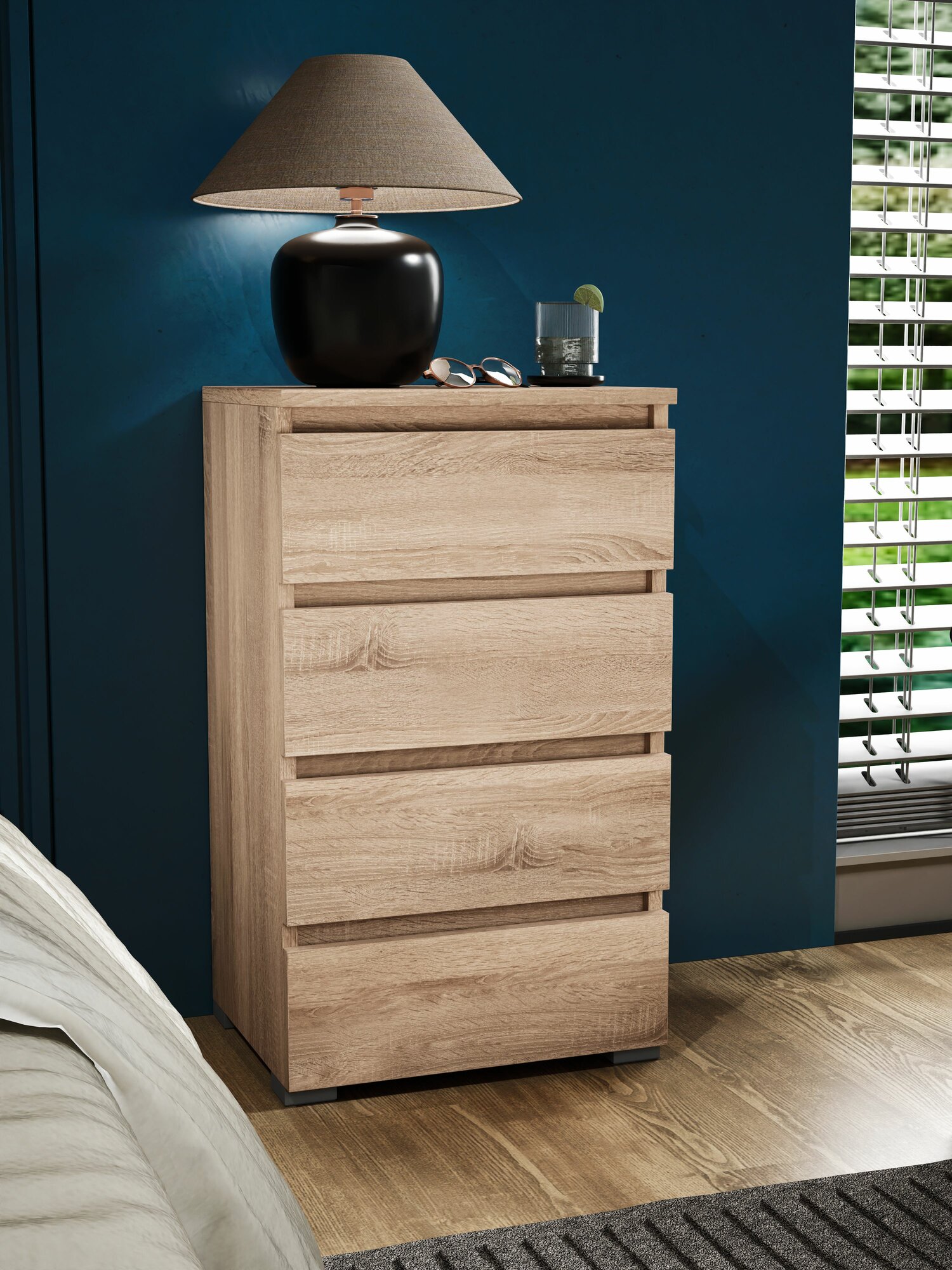 Тумба прикроватная профимебель Парма-10 дуб сонома 4 ящика ЛДСП