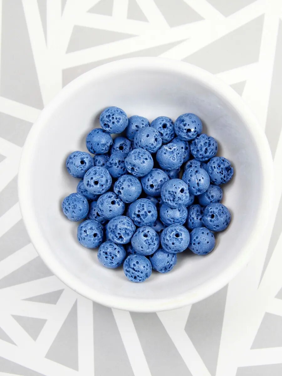 Набор Бусин - Лава - синяя - 8 мм, 30 шт — фото 1