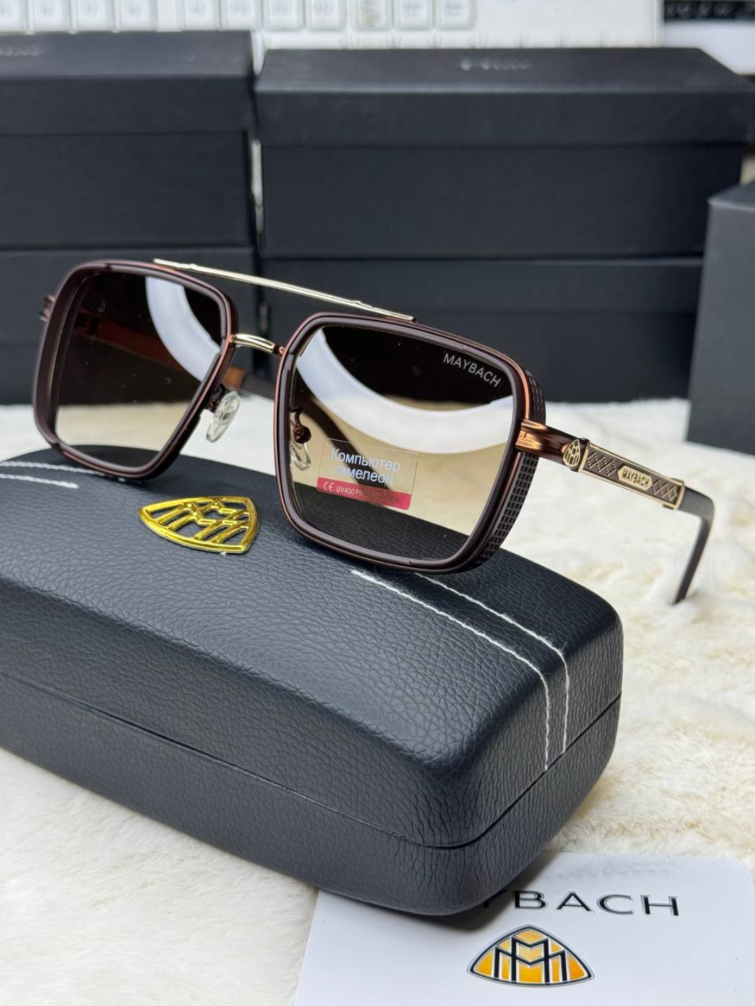 Солнцезащитные очки , коричневый — фото 1