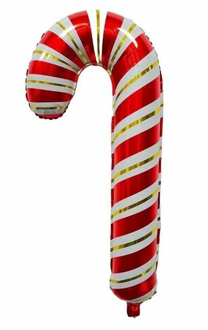 Шар фольгированный надувная новогодняя фигура Леденец трость 100х50 см