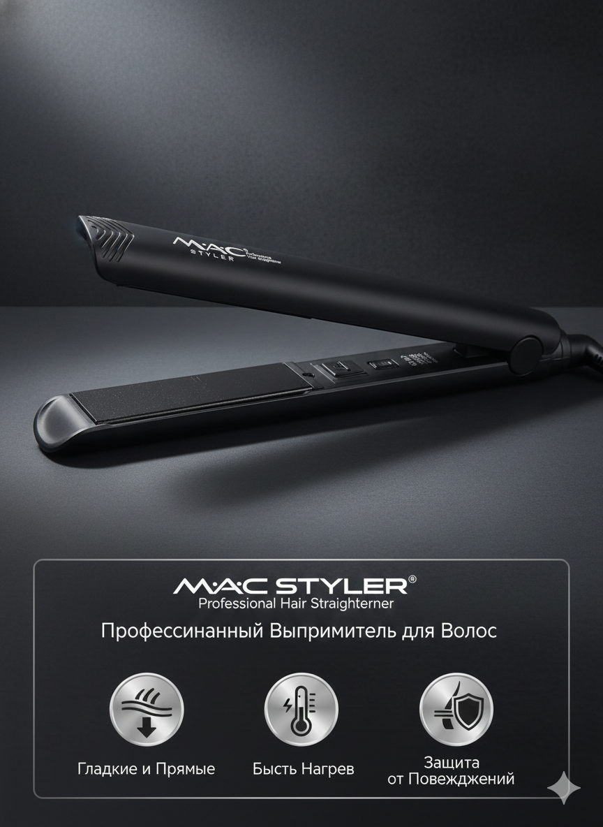 Плойка, выпрямитель, дорожный, для укладки, керамическое покрытие, — фото 1