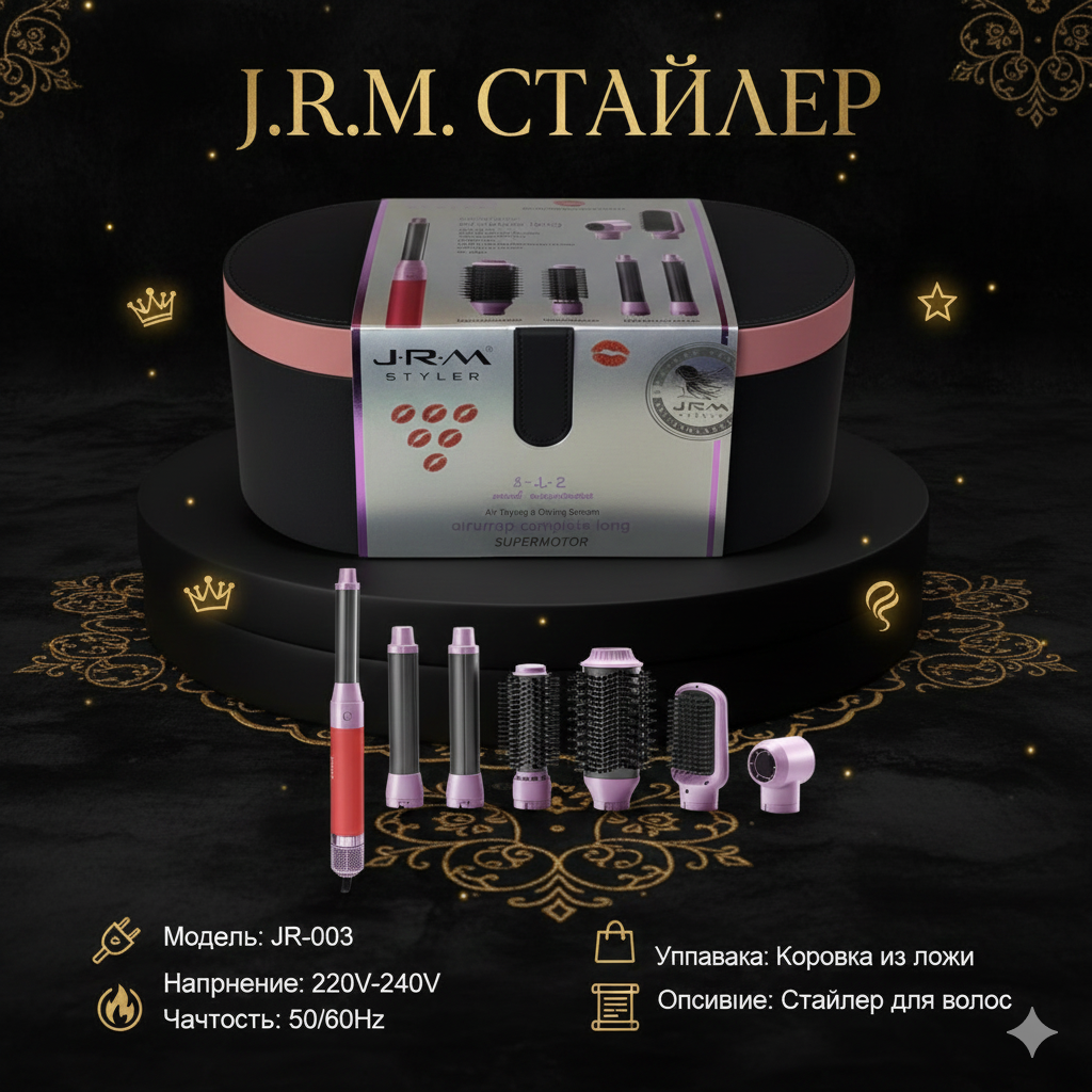 Фен для волос, фен-стайлер для укладки и завивки волос, 5 в 1, Dayson, подарочный кейс