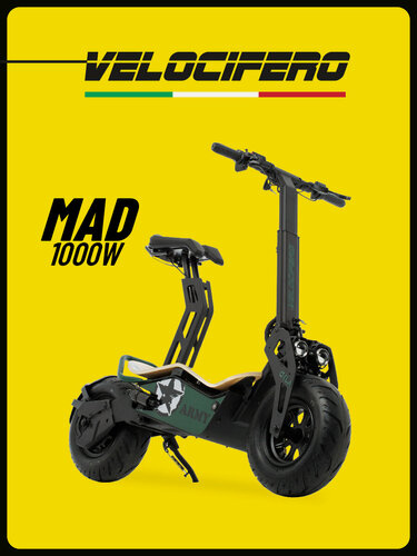 Изображение товара Электросамокат с сиденьем Velocifero MAD 1000W большой и стильный самокат с неповторимым дизайном