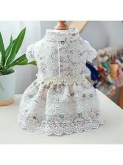 Платье для животных с цветами и рюшами разм S