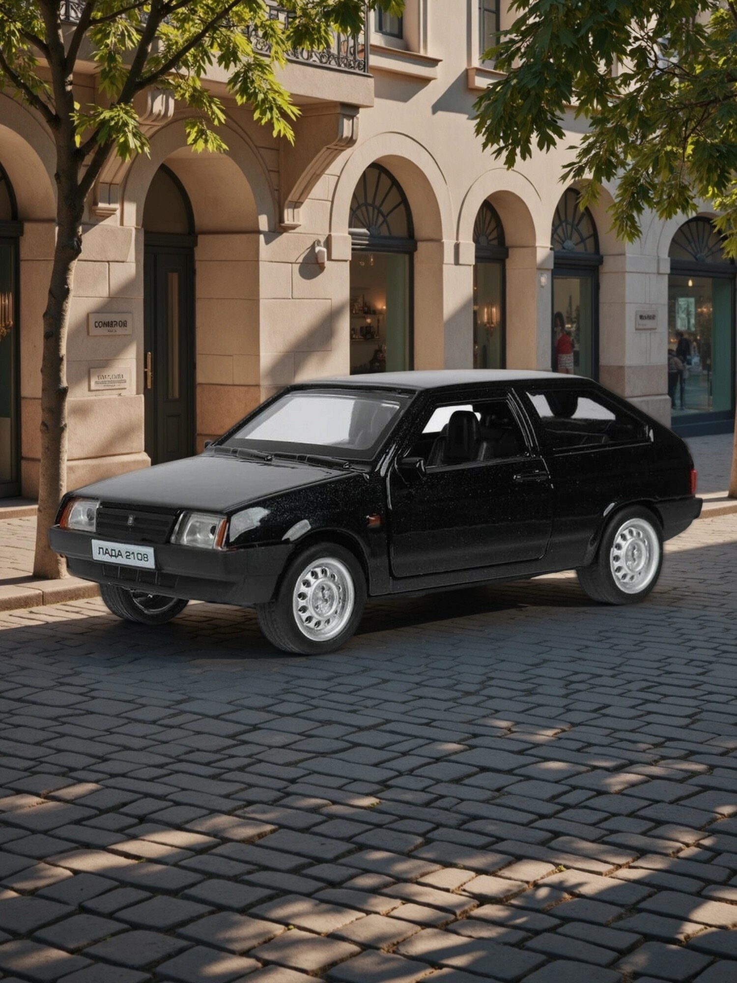 Машинка металлическая инерционная Технопарк LADA 2108 "спутник", черная,12см, 2108-12SL-BK