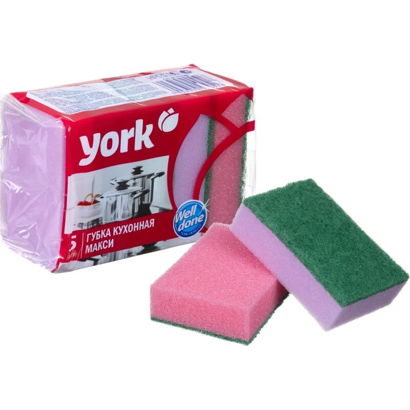 Губки для мытья посуды YORK Макси 5шт/уп 030040 York