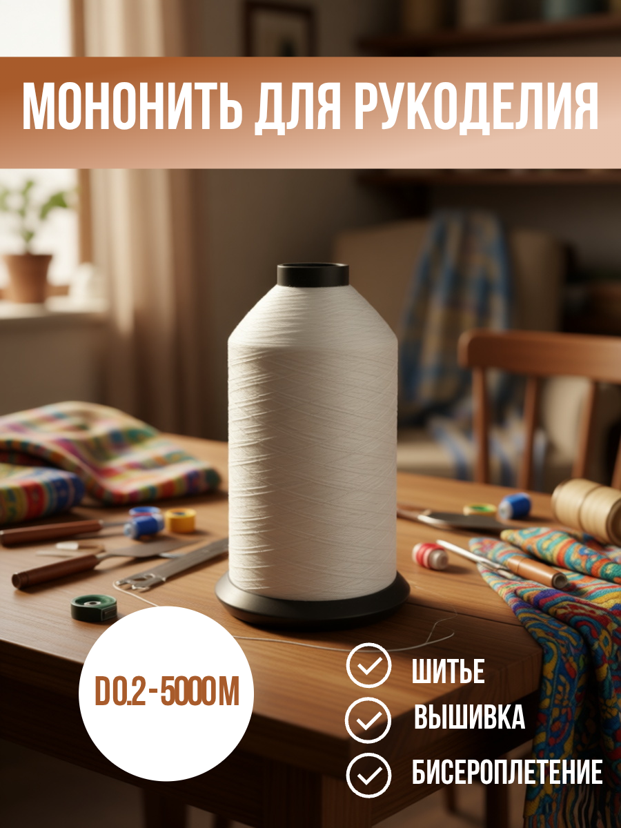 Мононить для рукоделия 37KM d 0.2 - 5000 м прозрачная полиамид