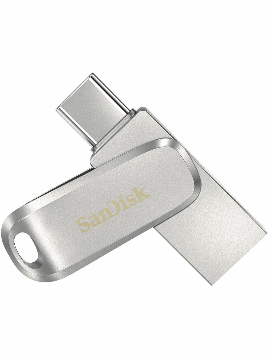 Флэш-накопитель SanDisk Ultra Dual Drive Luxe USB Type-C 128Gb, серебристый