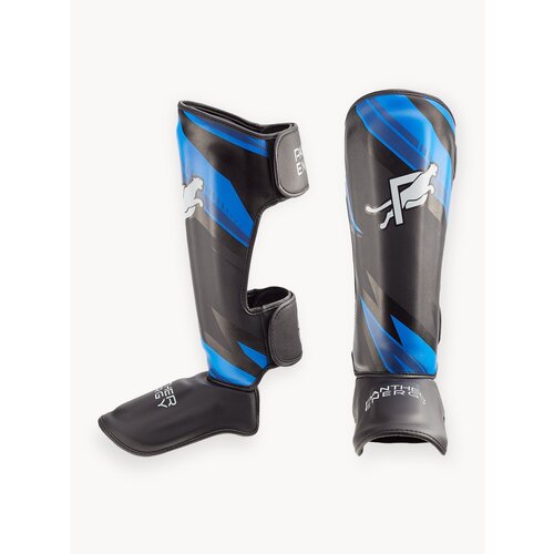 Щитки для ММА защиты голени и стопы, защита для ног 2 шт, щитки для единоборств синий электрик М