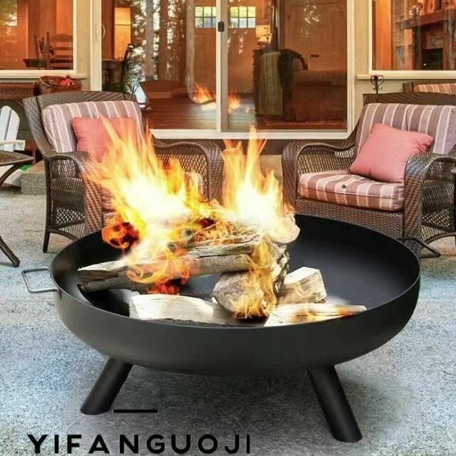 Костровая чаша для сада и патио с удобной ручкой и устойчивыми ножками диаметр 58 см или 68 см металлическая чаша для костра с грилем и углями