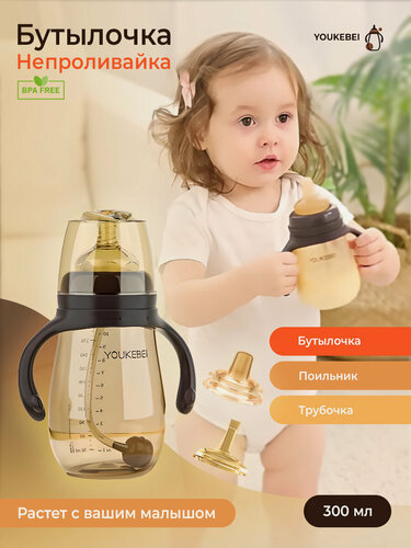 Изображение товара Бутылочка для кормления с рождения, поильник детский с носиком и трубочкой