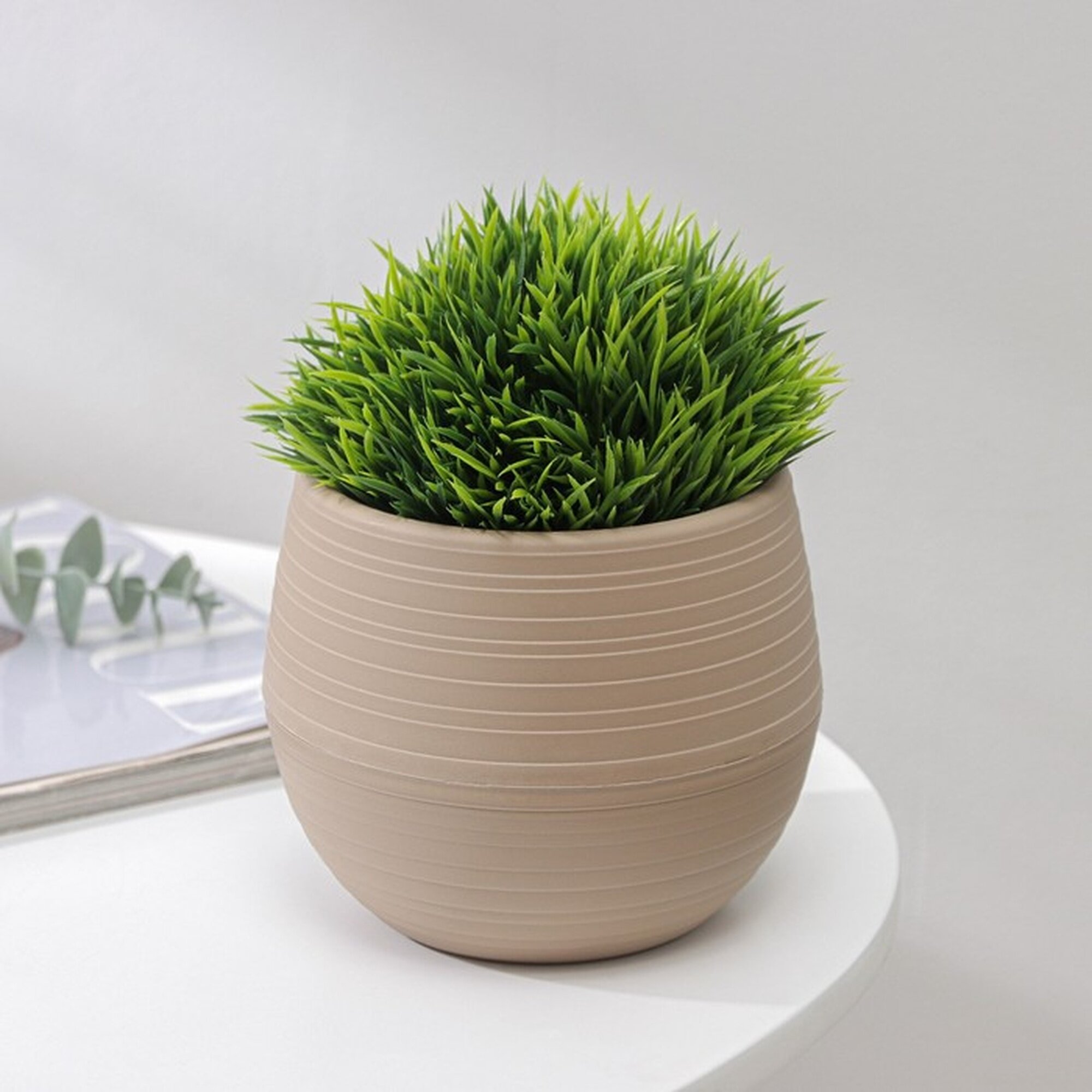 Горшок для цветов с поддоном СибПолимер «Дуэт» 500 мл пластиковый кофе с молоком