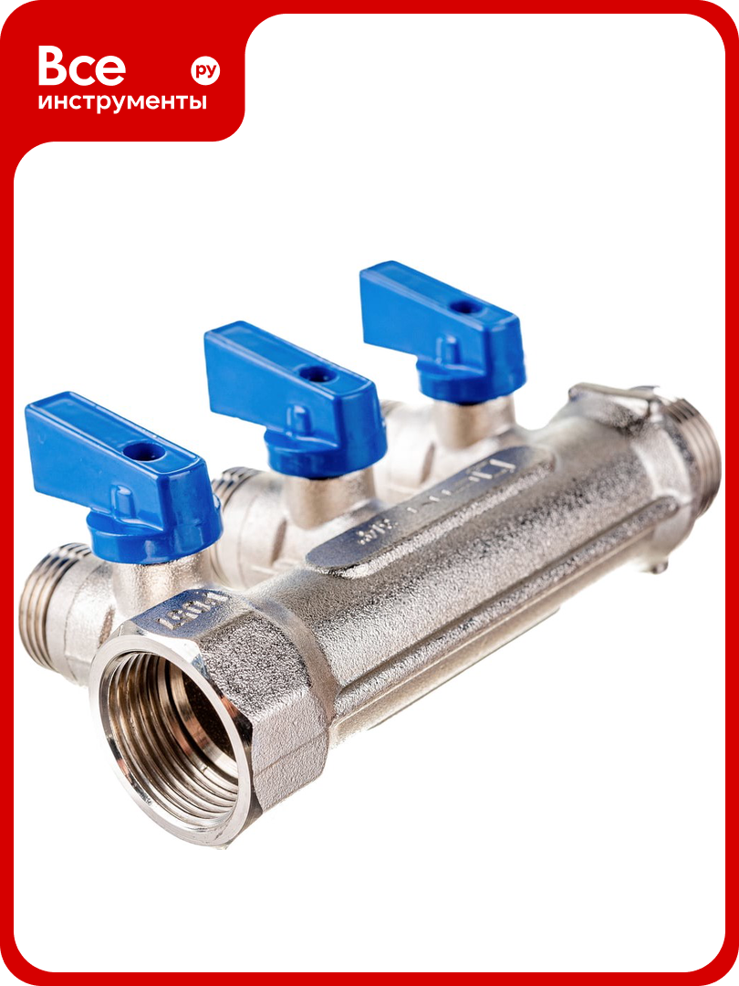 Коллектор СТМ 3 выхода шаровой кран наружная резьба 3/4х1/2 C3MB3412