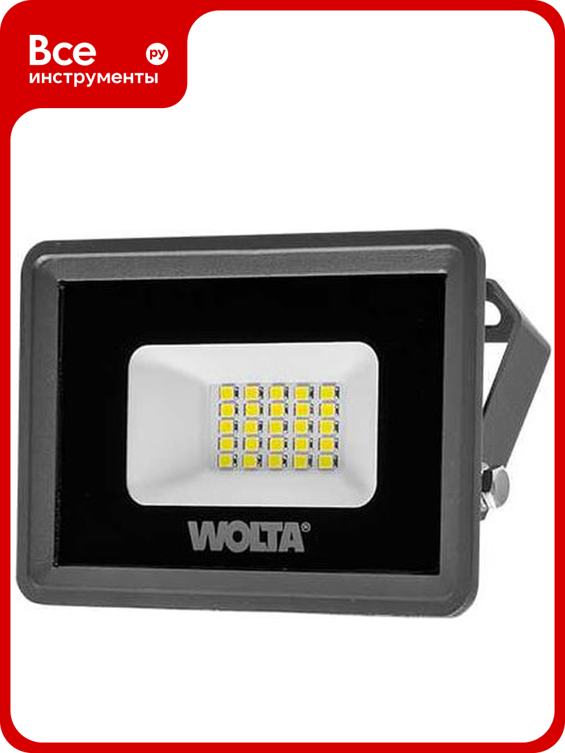 Светодиодный прожектор Wolta 5700K холодный белый свет 20Вт SMD IP 65 IK08 WFL-20W/06