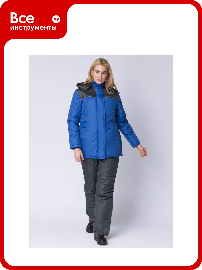 Зимняя женская куртка Факел Снежана тк. Дюспо васильковый/темно-серый размер 64-66 рост 170-176 87472338.014