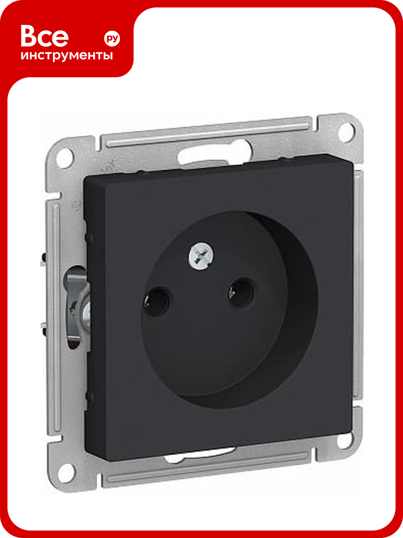 Розетка Systeme Electric AtlasDesign Карбон б/з 16А механизм ATN001041
