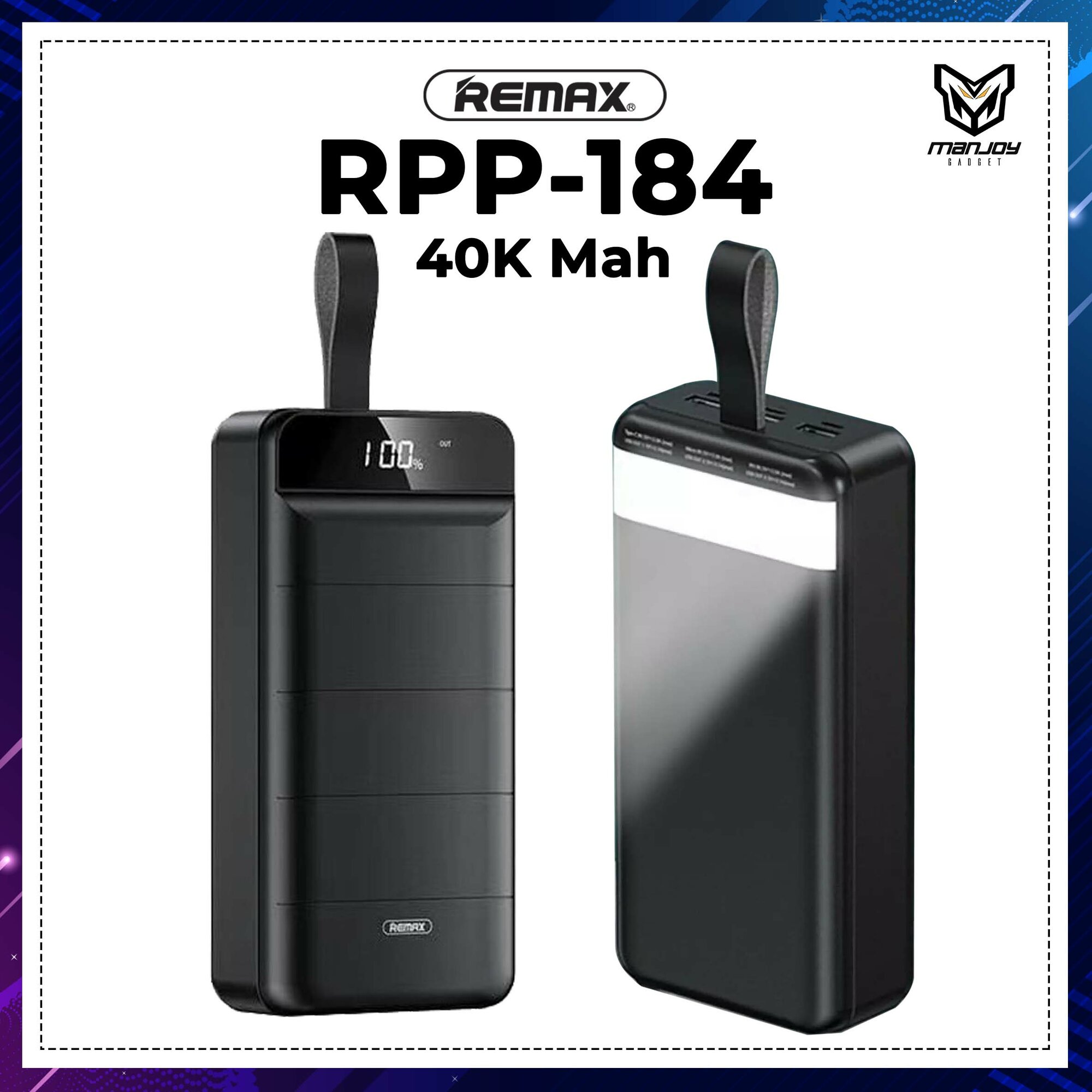 Внешний аккумулятор, Power bank, Remax RPP-184, 40000 мА/ч, 3xUSB-A 5V/2A