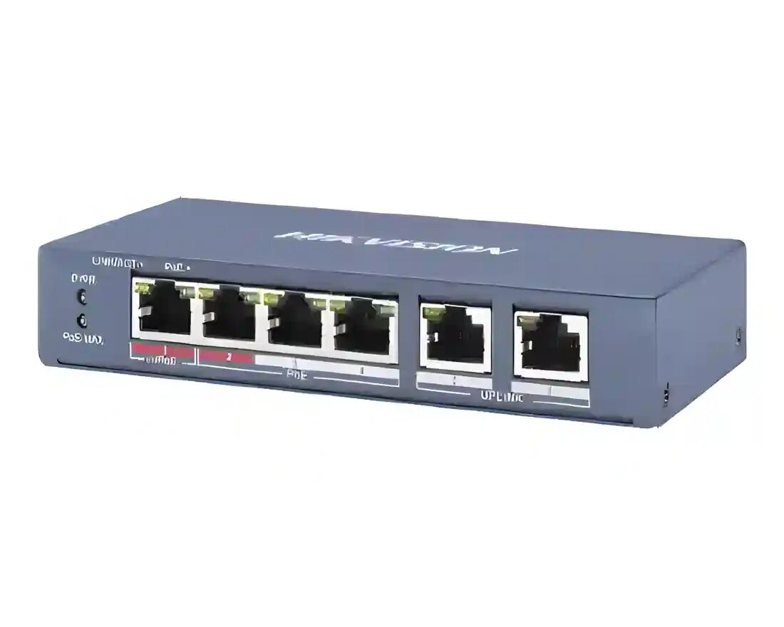 Коммутатор HikVision DS-3E0106MP-E/M, 6 портов PoE+, 10/100Мбит/с