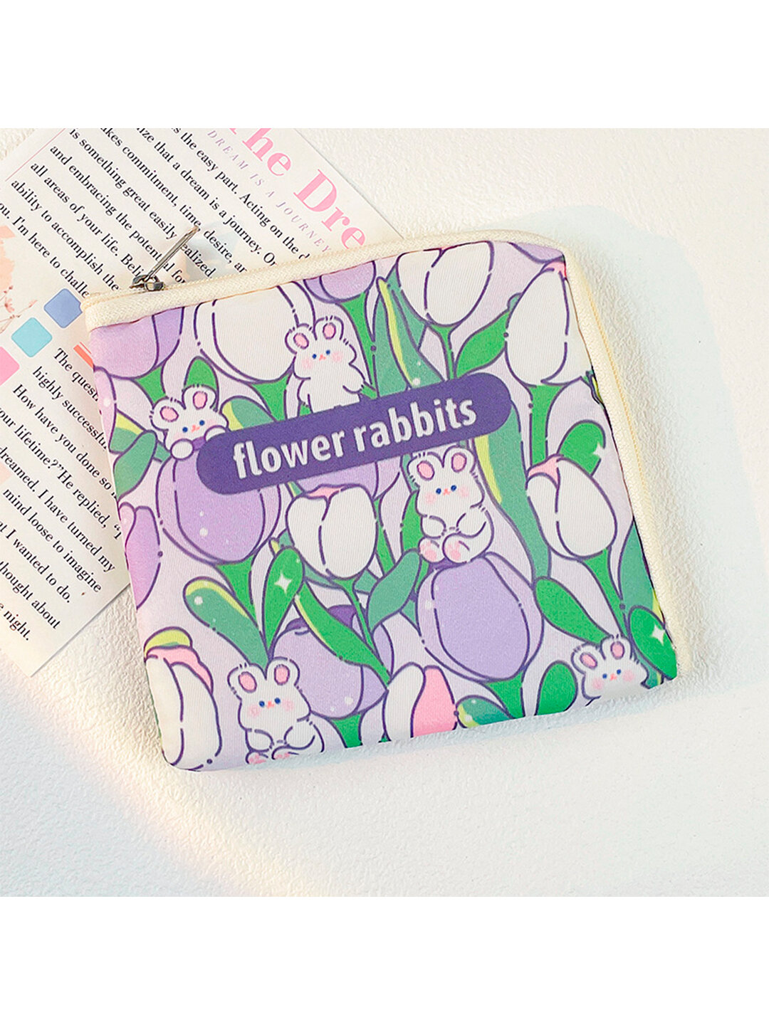 Футляр для прокладок, мини косметичка с тюльпанами, 12,5 х 12,5 см — фото 1