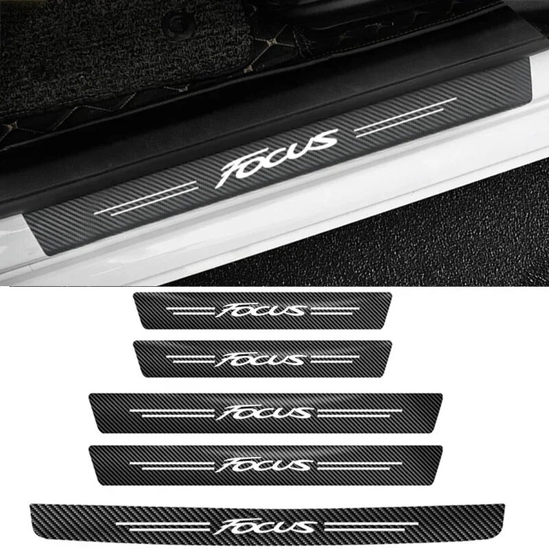 Углеродное волокно пороговая полоса на порог автомобиля противоударная наклейка царапины для Ford Focus 2024 Ranger 1 2 3 защитная пленка для ленты 5pcs