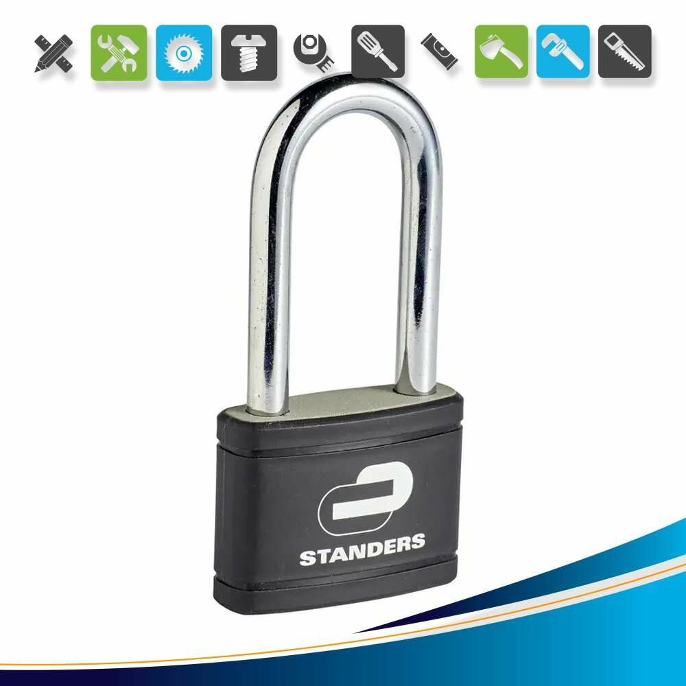 Замок навесной Standers 67x50 мм чугун длинный