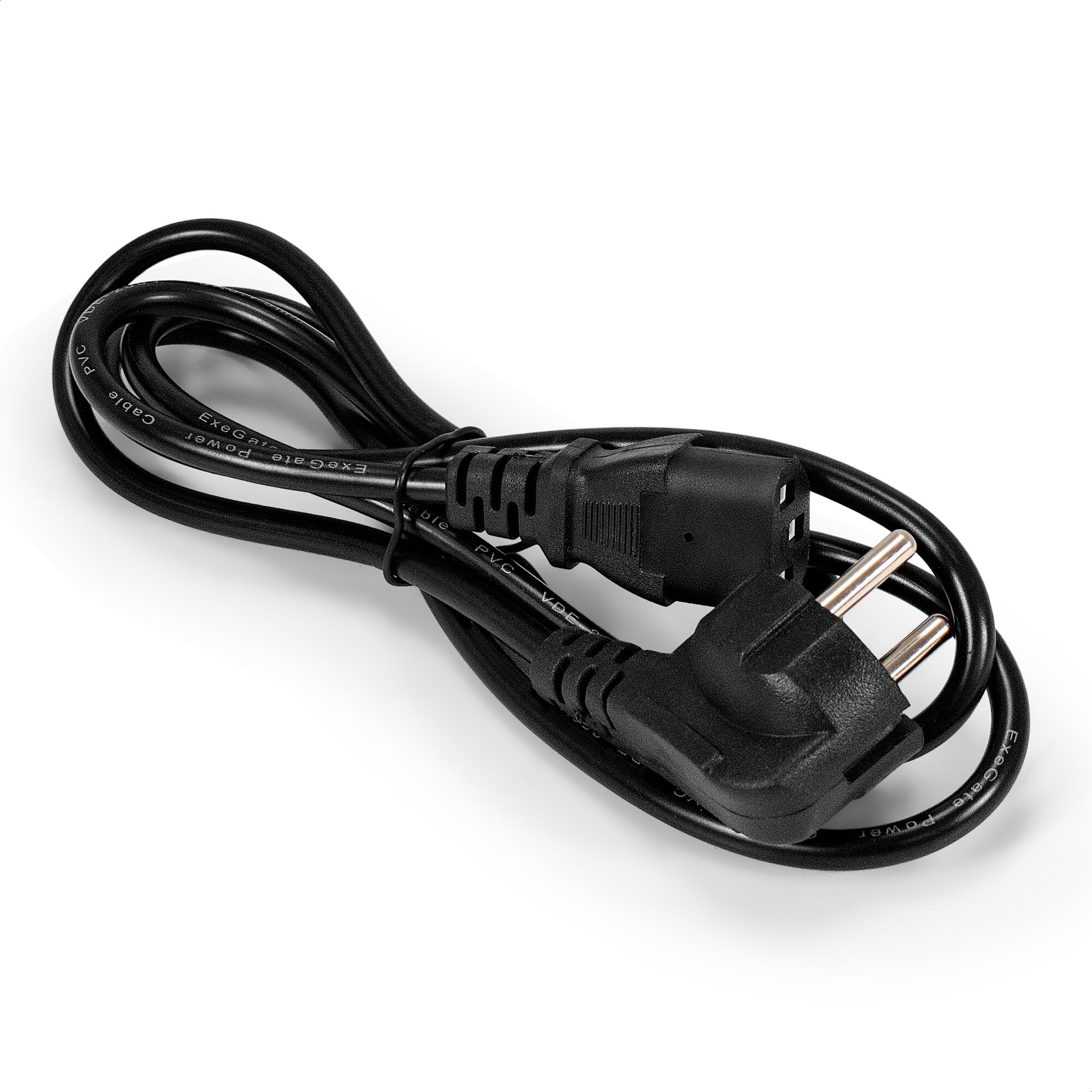 Кабель питания ExeGate Power PC-1.5P-Schuko(У)->C13/3x0.5Cu (Евровилка угловая Schuko->C13 VDE-250V-3*0.5mm2 медь черный 6A 1.5м) EX297779RUS