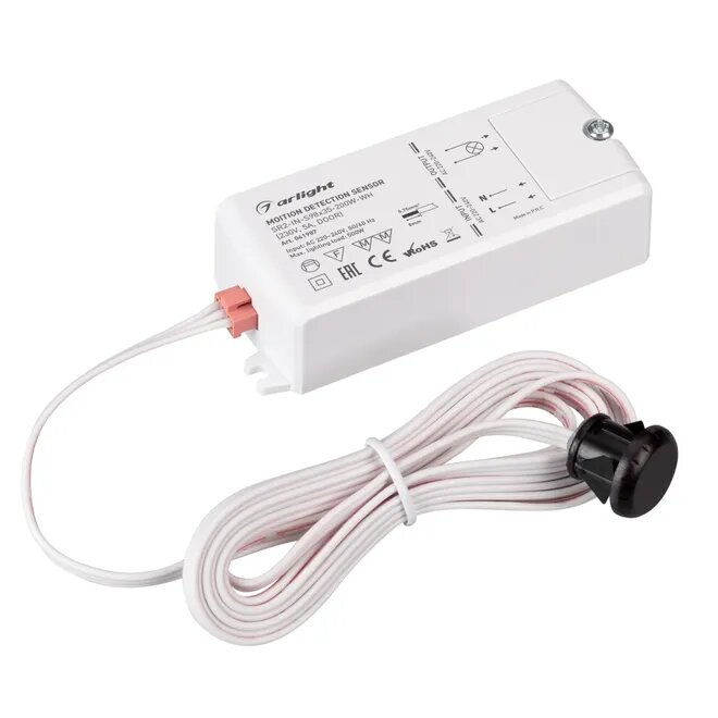 Выключатель сенсорный бесконтактный SR2-IN-S98x35-200W-WH DOOR (220V, 500W, IR-Sensor) 041987