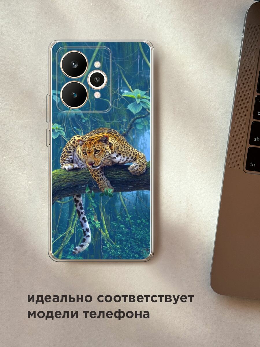 Силиконовый чехол на Realme 15 / Реалми 15 с принтом "Леопард охотник" — фото 1