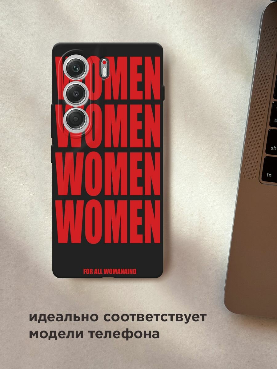 Черный матовый чехол на Tecno Camon 40 / Текно Камон 40 с принтом "WOMEN" — фото 1