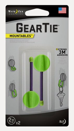 Изображение товара Многоразовая стяжка с крепежом Nite Ize Gear Tie Mountables 2" - Лайм/Фиолет 2 шт