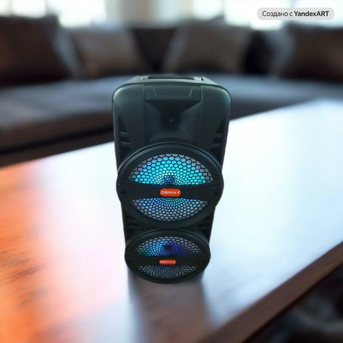 Колонка акустическая Караоке1032 P M P O 3000WПроводной микрофонПультBluetoothUSBTFAUX FMLed подсветка 4900₽