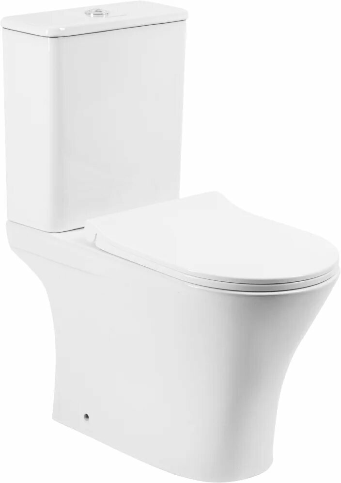 Унитаз-компакт напольный EvaGold EG306T с микролифтом безободковый фаянсовый антивсплеск белый с нижним подводом овальный