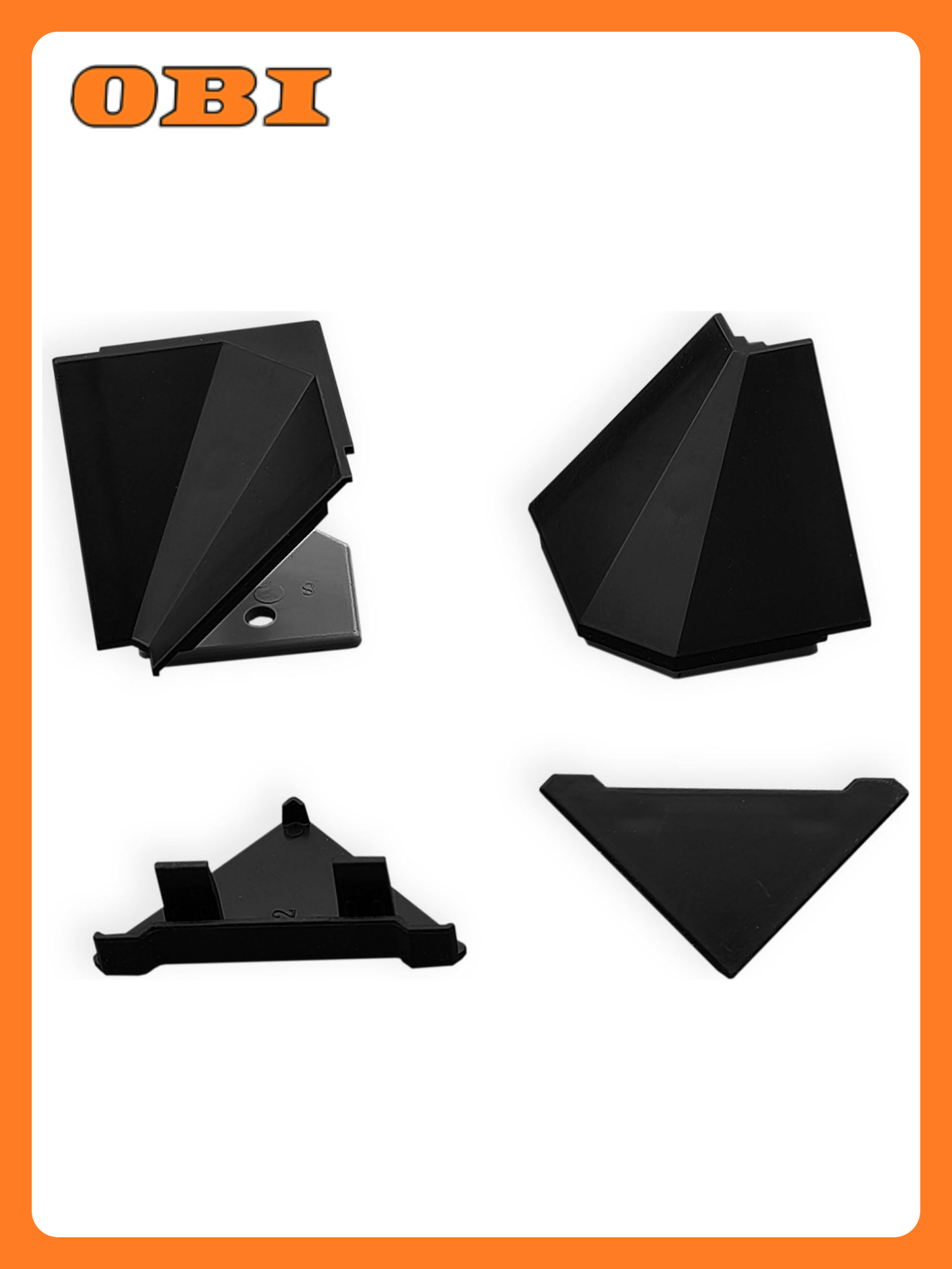 Комплект заглушек для плинтуса пластик матовый черный 4 шт