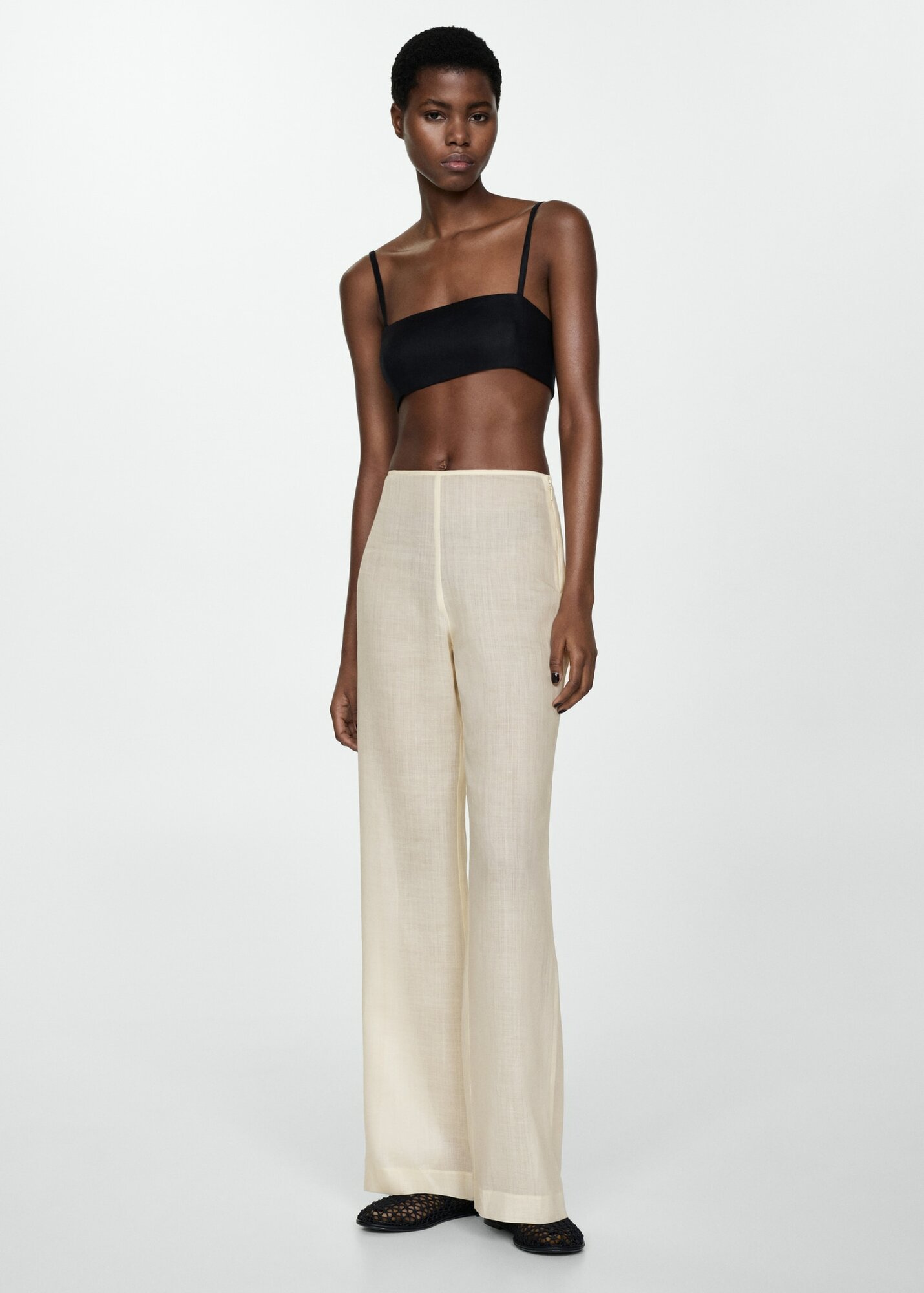 Брюки MANGO, размер 21, экрю — фото 1