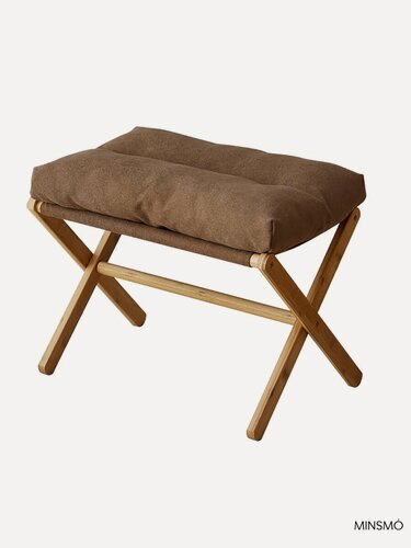 Изображение товара Табурет складной с мягким съемным сиденьем, подставка для ног, цвет коричневый