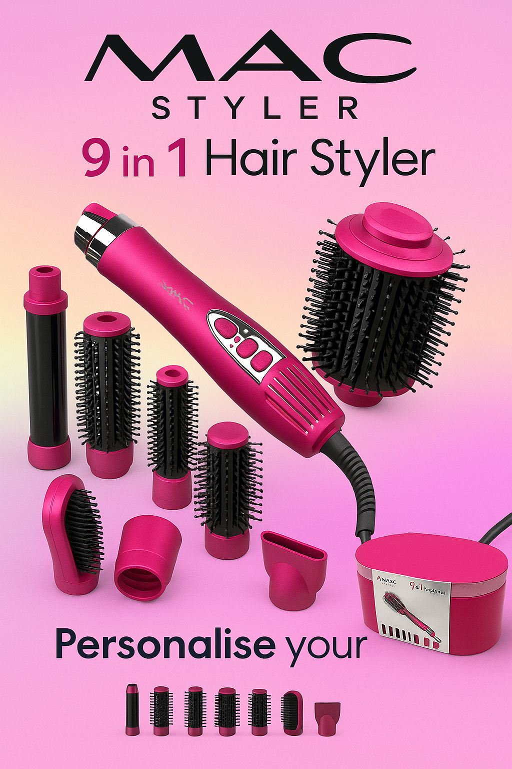 Фен для волос MAC styler MC-6755 9 в 1, воздушная укладка и автоматическая плойка