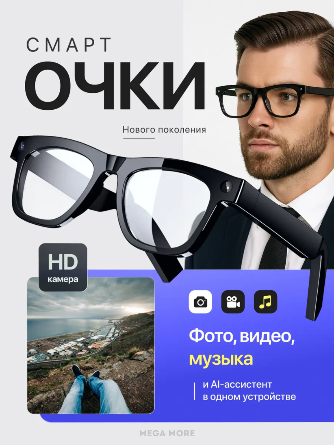 SMART GLASSES CY01 умные очки с функцией ИИ - оснащены камерой Bluetooth и защитой от воды