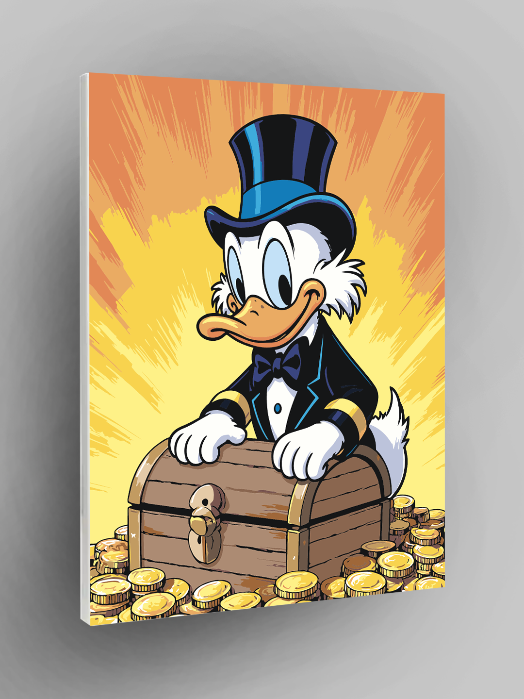 Картина по номерам "Дядюшка Скрудж и сундук золота", размер 40 х 50 см, рисование по номерам, холст на подрамнике