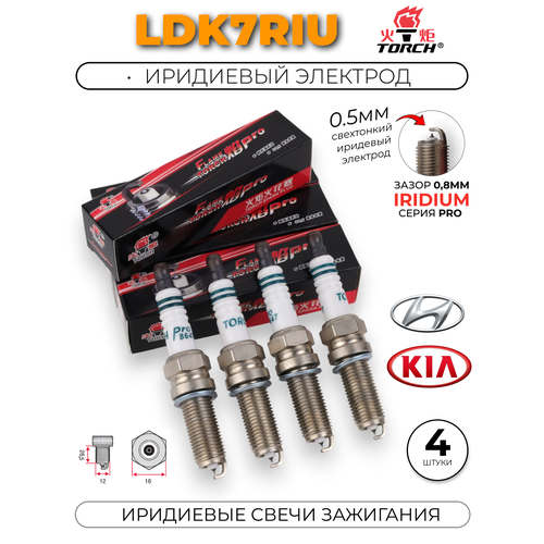 фото Комплект иридиевых свечей зажигания ldk7riu 8647 torch