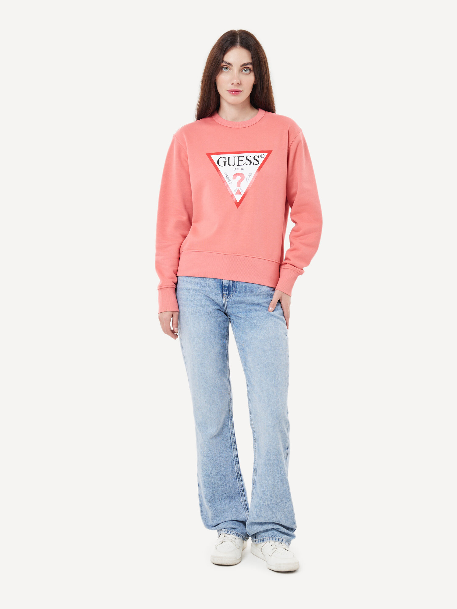 Джемпер GUESS CN ORIGINAL FLEECE, , размер M, розовый, — фото 1