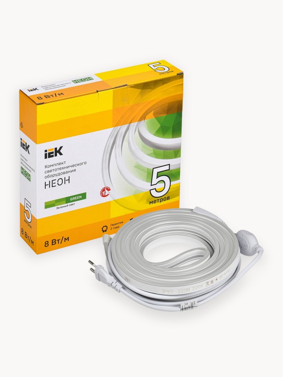 Светодиодная лента IEK LSR5-2835G120-8-IP65-220В, комплект 5м, зеленое свечение, 8Вт/м, самоклеящаяся