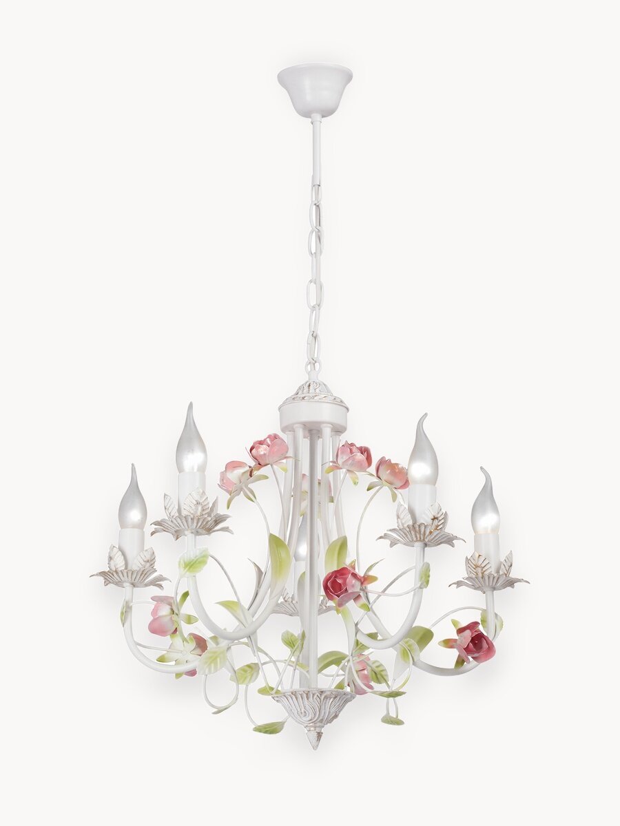 Люстра подвесная Vitaluce V1138-0/5 , 5 ламп 15м2, Е14, 40Вт, цвет белый матовый.