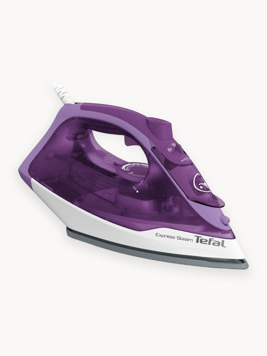 Утюг для одежды Tefal Express Steam FV2836E0 с системой самоочистки, вертикальным отпариванием, 2400 Вт