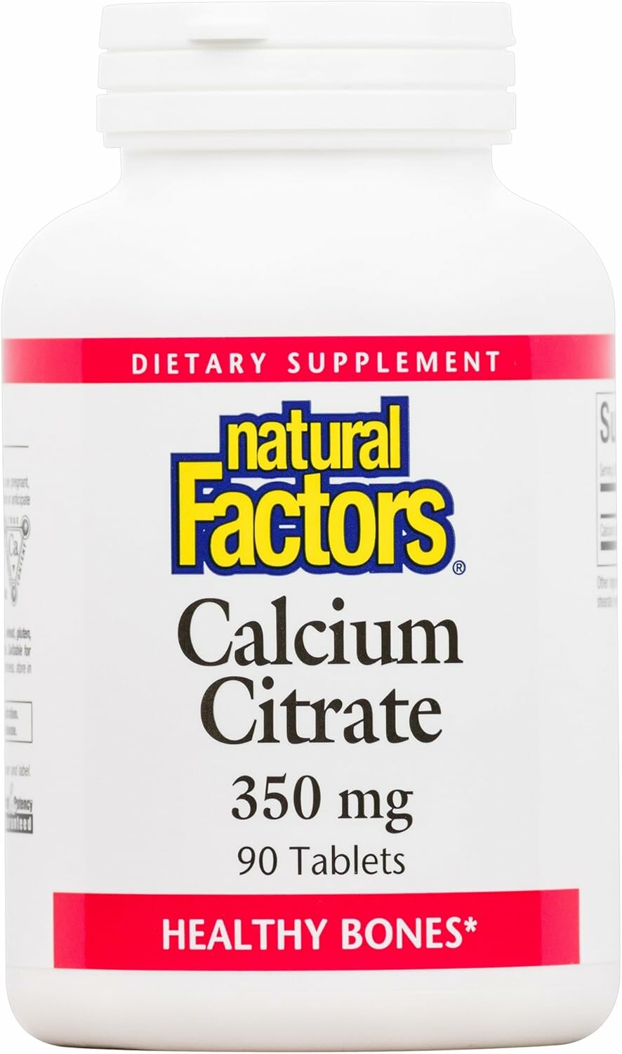 Картинки Natural Factors, Calcium Factor+ Citrate, Кальций цитрат для костей и зубов в таблетках, 350мг, 90 шт.
