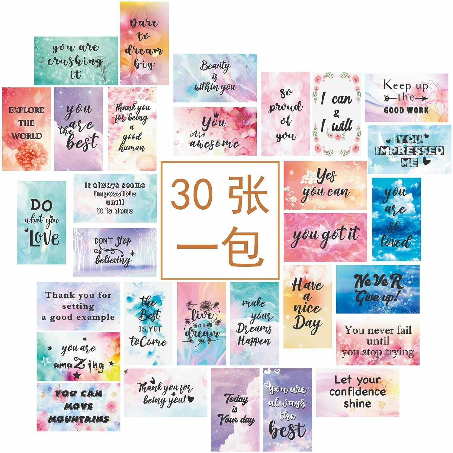 Набор открыток "30 вдохновляющих открыток", на английском языке, 7009-2