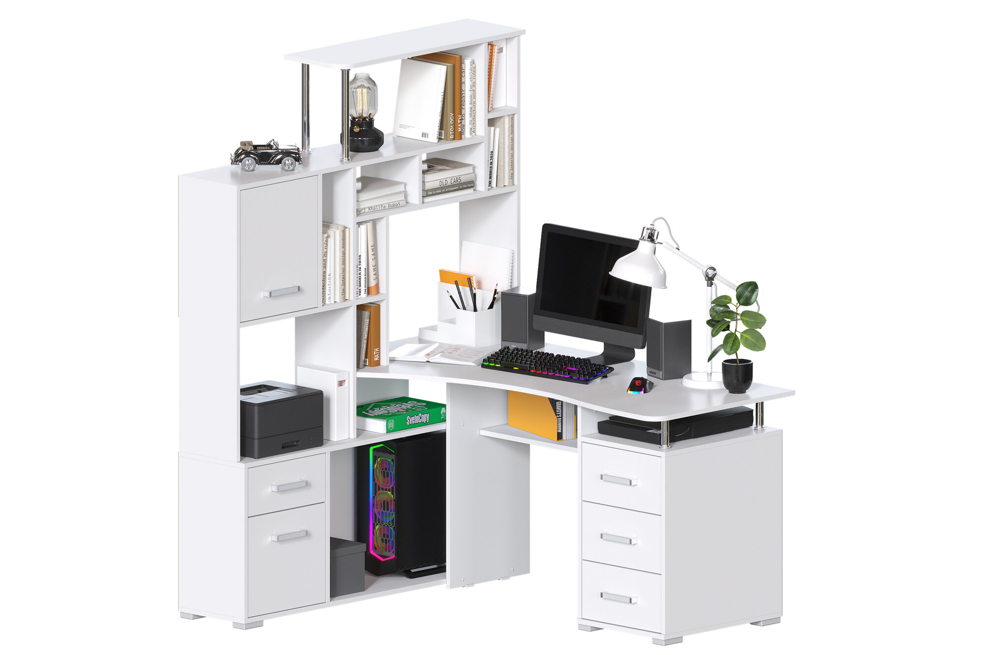 Компьютерный стол МагМебель Джаз-15 левый, белый