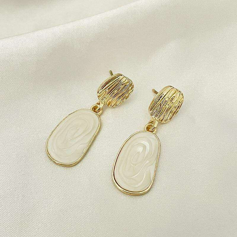 Серьги, искусственный камень, золотой — фото 1