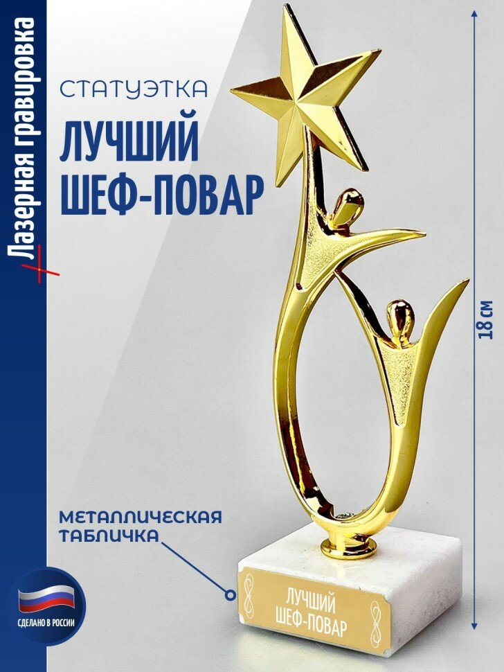 Подарки Статуэтка "Лучший шеф-повар" со звездой (18 см)
