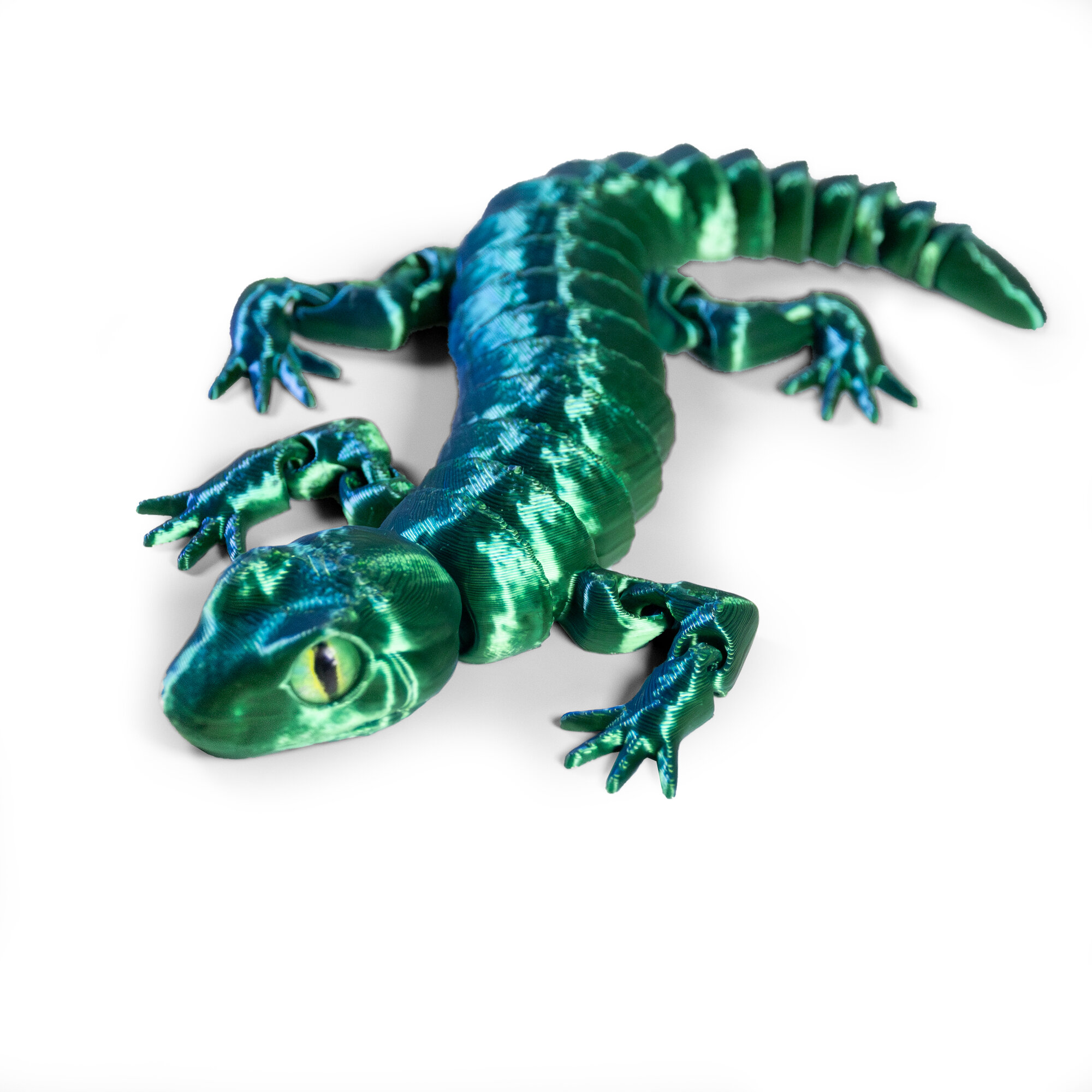 Ящерица, игрушка-антистресс, 3D печать, 19 см, сине-зеленая